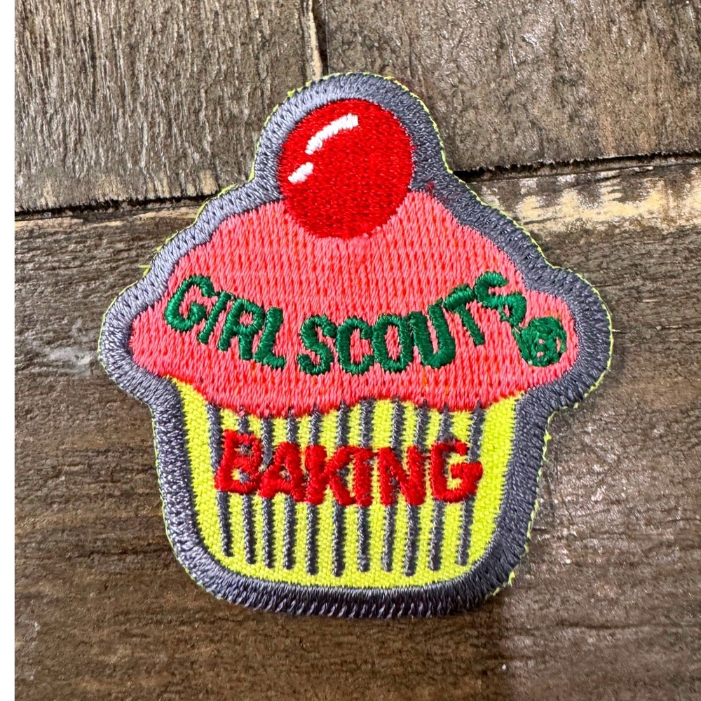 Vintage Girl Scouts Baking Cupcake Embroidered Fun Patch Girl Scouts Baking